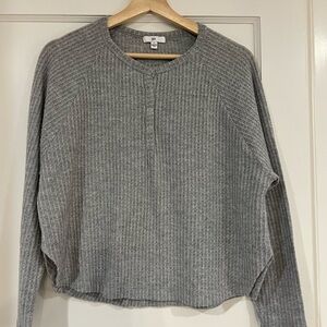 BP Light Gray Textured Knit Henley Top